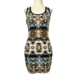 Rare Vintage Vivienne Tam Mini Dress XS Abstract Animal Print Boho Grunge